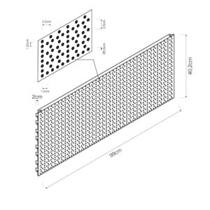 PANEL GRIS TRASERO PERFORADO 1000x400x20mm BASICS