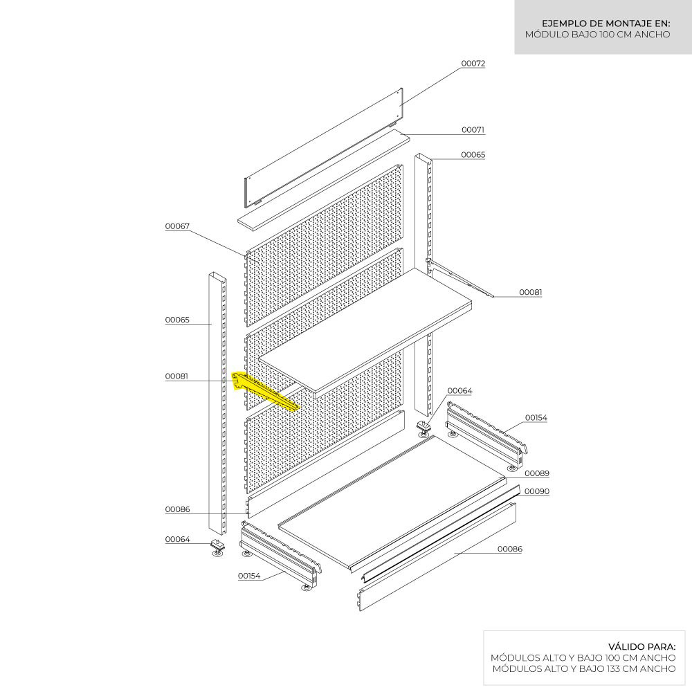 PACK 2 SOPORTES BALDA MADERA 470mm 504x2x75mm BASICS - Imagen 2