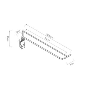 GANCHO CON BARRA PORTAPRECIO 300mm BASICS