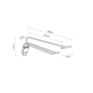 GANCHO BLISTER CON BARRA PORTAPRECIO CLIP 200mm BASICS