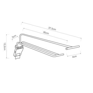 GANCHO BLISTER CON BARRA PORTAPRECIO CLIP 300mm BASICS