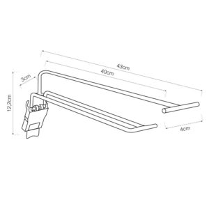 GANCHO BLISTER CON BARRA PORTAPRECIO CLIP 400mm BASICS