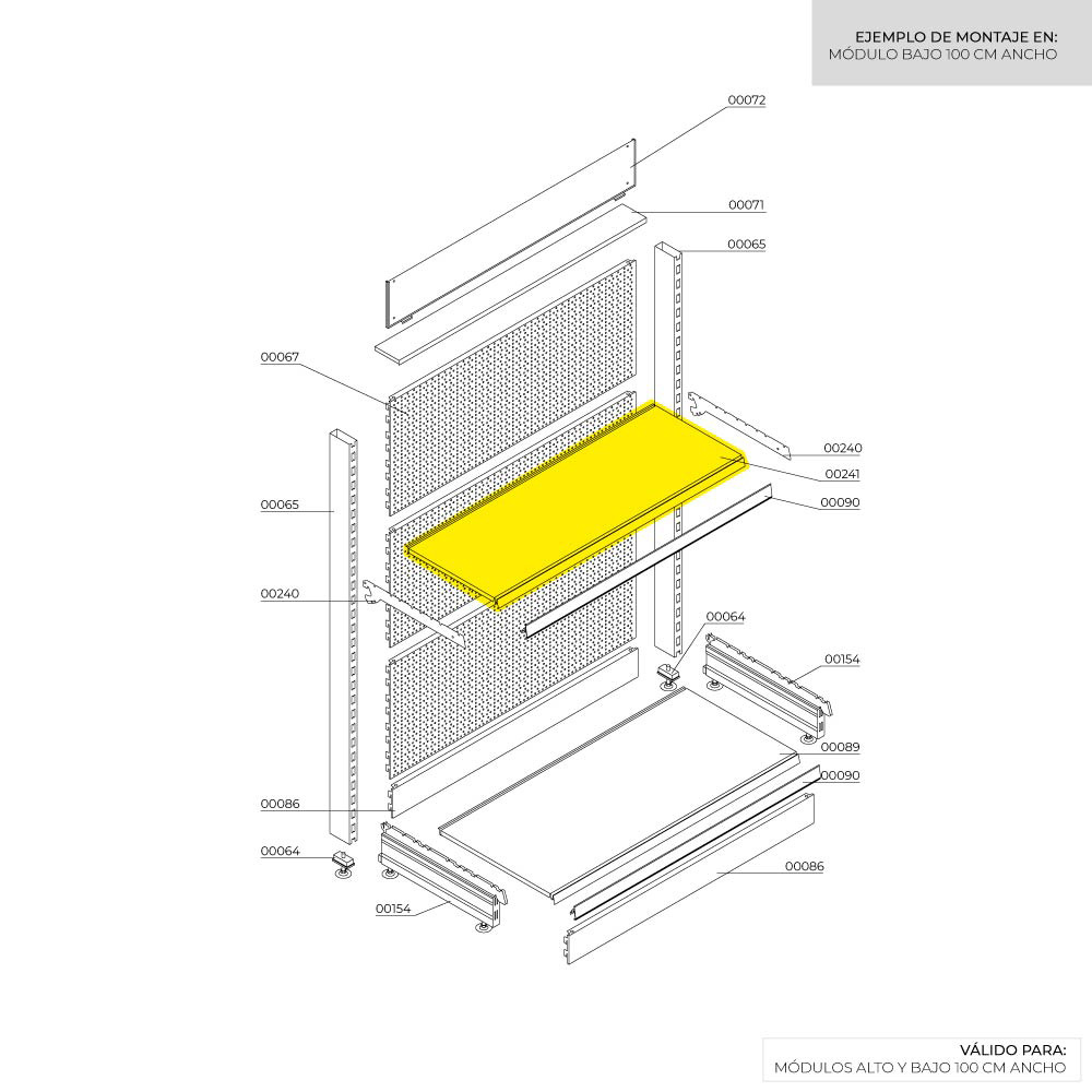 BANDEJA GRIS 1000x200x35mm RAL 7015 S/SOPORTES BASICS - Imagen 4