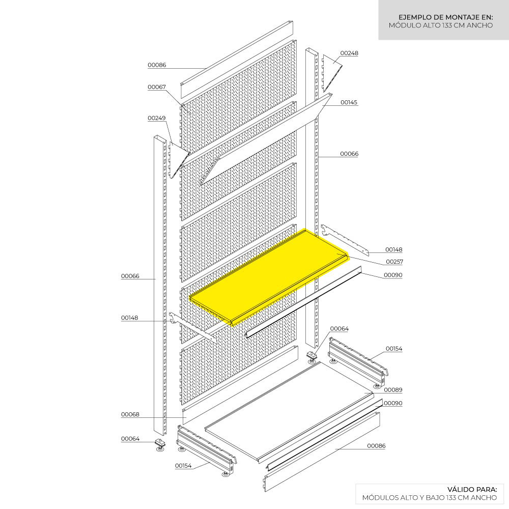 BANDEJA GRIS 1330x370x33mm RAL 7015 S/SOPORTES BASICS - Imagen 3
