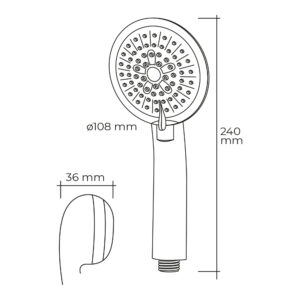 MANGO DE DUCHA ANTICALCAREO. MODERNO. 3 FUNCIONES. COLOR CROMO.