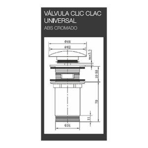 DESAGÜE "CLIC-CLAC" UNIVERSAL DE LAVABO-BIDÉ CROMADO (ENVASADO)