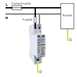 PROTECTOR SOBRETENSION 1P+N 30KA 275V TRANSITORIO 1 MODULO (RETRACTILADO)
