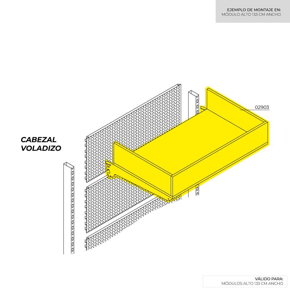 CABEZAL VOLADIZO GRIS 1330x635x275mm RAL 7015 BASICS - Imagen 2