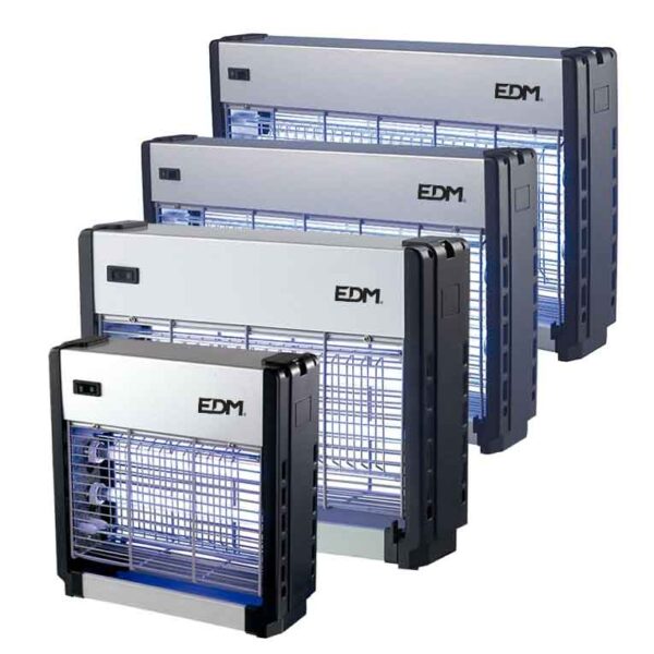 MATA INSECTOS PROFESIONAL ELÉCTRICO 2x6W 30m²  26x25,5x9cm COLOR CROMO/NEGRO EDM