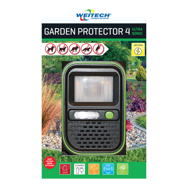 AHUYENTADOR DE ANIMALES PARA EXTERIOR ULTRASÓNICO Y FLASH WEITECH