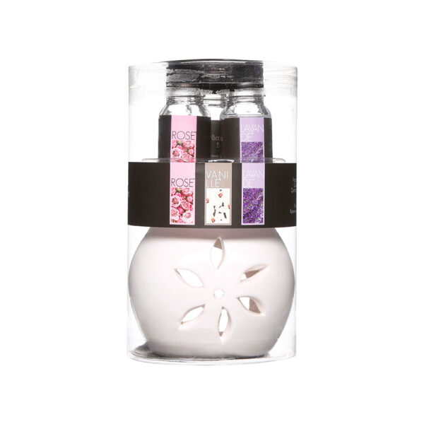 KIT 3 FRAGANCIAS CON QUEMADOR ESTILO FLORAL 10ml