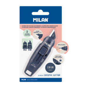 BLÍSTER CON CÚTER DE HOJA CERÁMICA STICK SERIE 1918, AZUL MARINO MILAN