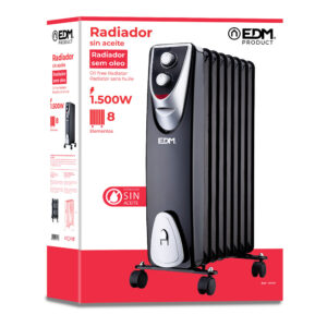 RADIADOR MODELO "BLACK EDITION" - SIN ACEITE - (8 ELEMENTOS) - 500-1000-1500W - EDM