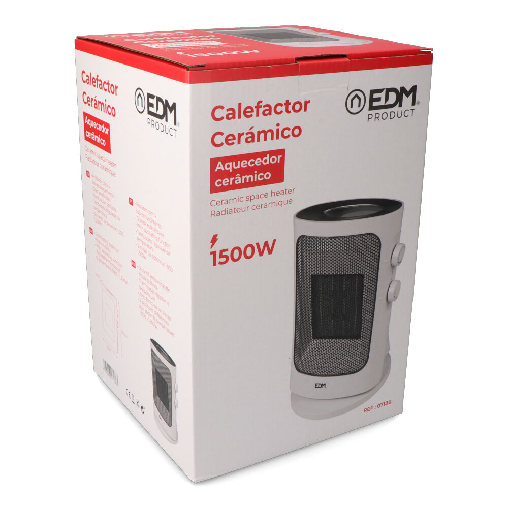 CALEFACTOR VERTICAL OSCILANTE 1000-1500W COLOR GRIS EDM - Imagen 2