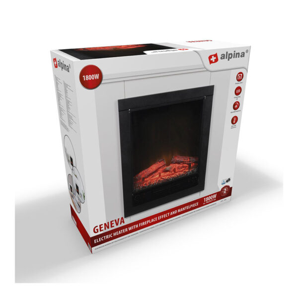 ESTUFA, CHIMENEA DE LED Y REPISA MODELO GENEVA 1800W - Imagen 3