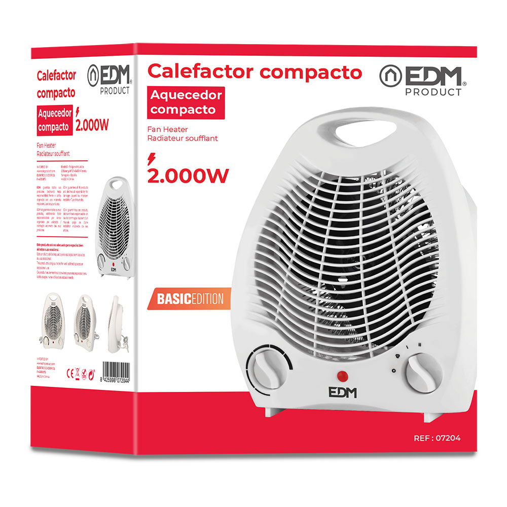 CALEFACTOR COMPACTO - VERTICAL. COLOR BLANCO- 1000-2000W - EDM