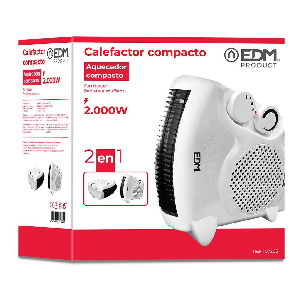 CALEFACTOR COMPACTO - MODELO "2 EN 1" - 1000-2000W - EDM - Imagen 2