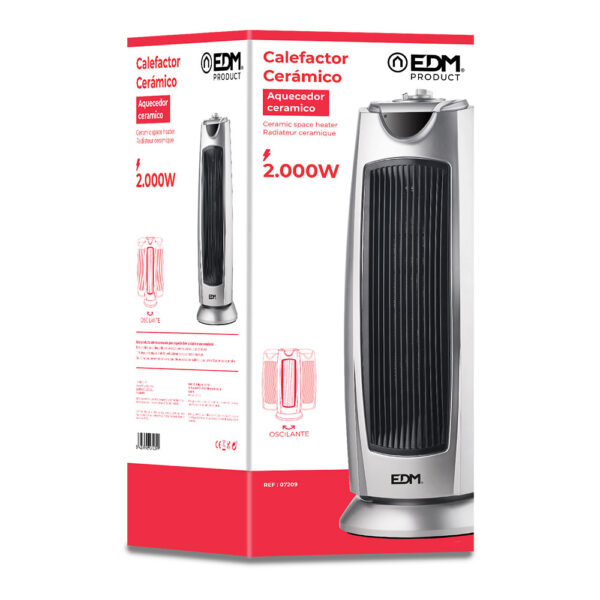CALEFACTOR DE TORRE, CERAMICO, OSCILANTE - MODELO SILVER - 1000-2000W - EDM