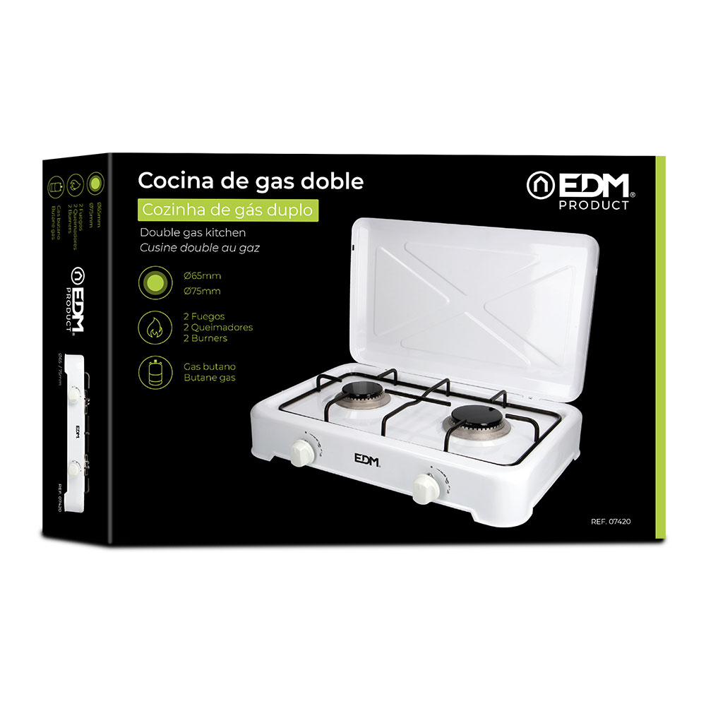 COCINA DE GAS ESMALTADA 2 FUEGOS EDM