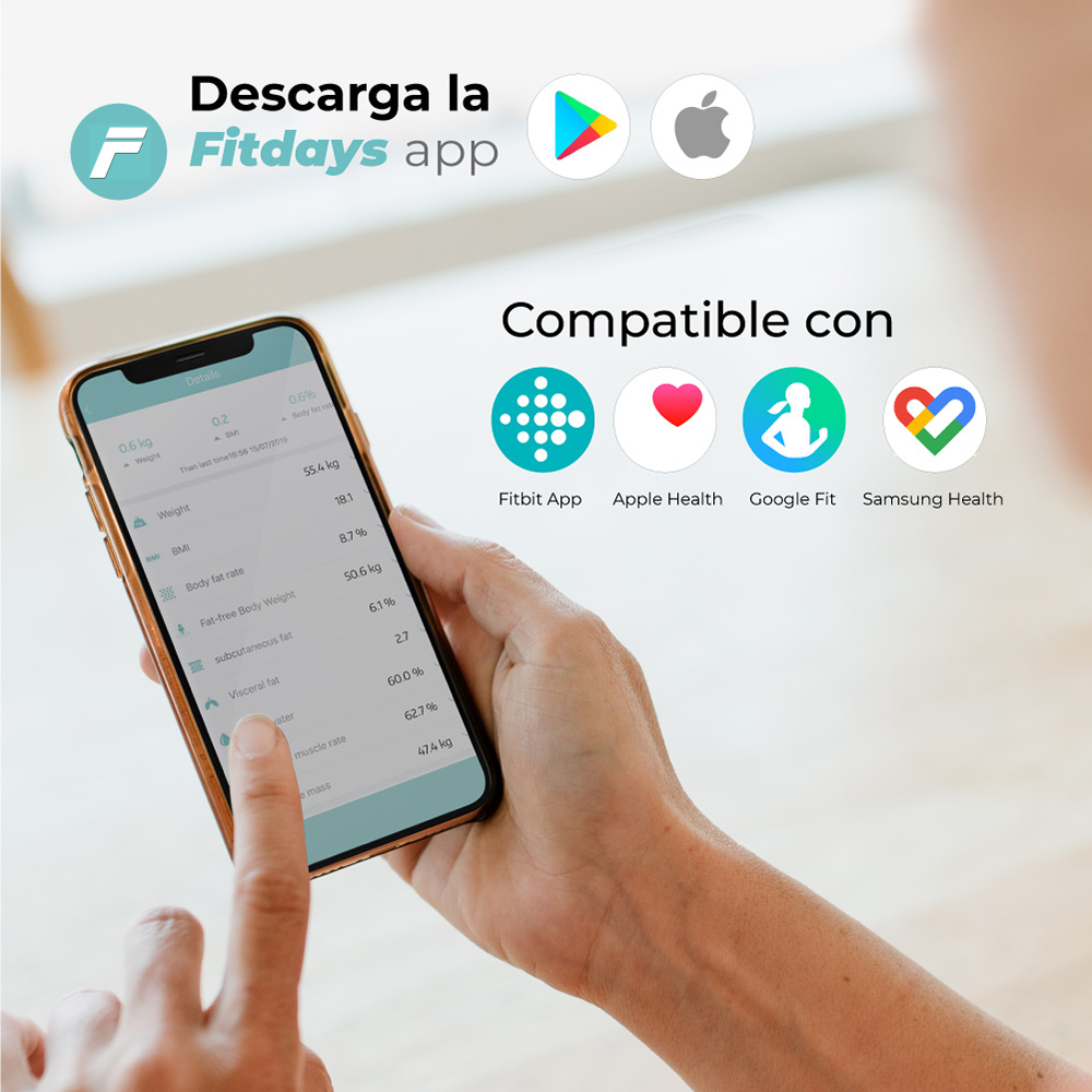 BÁSCULA DE BAÑO DIGITAL INTELIGENTE CON BLUETOOTH EDM - Imagen 7