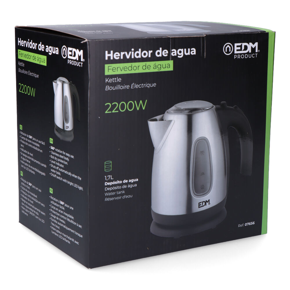 HERVIDOR DE AGUA ELECTRICO "KETTLE". 2200W 1,7 L EDM - Imagen 2