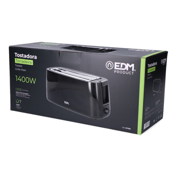 TOSTADORA DOBLE RANURA LARGA BLACK DESIGN 1400W EDM - Imagen 4