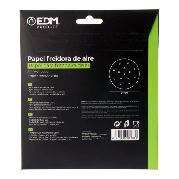 PAPEL FREIDORA DE AIRE Ø17cm PACK 100 UNI.  EDM - Imagen 2