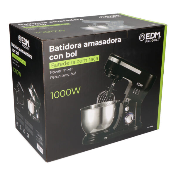 BATIDORA AMASADORA 1000W CON BOL DE ACERO INOXIDABLE 4L EDM - Imagen 4