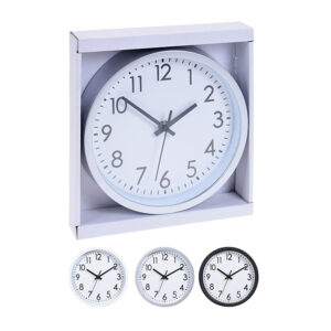 RELOJ DE PARED REDONDO COLORES SURTIDOS CON FONDO BLANCO Ø20x3,8cm