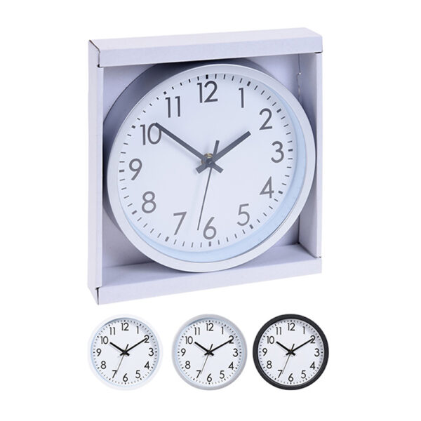RELOJ DE PARED REDONDO COLORES SURTIDOS CON FONDO BLANCO Ø20x3,8cm