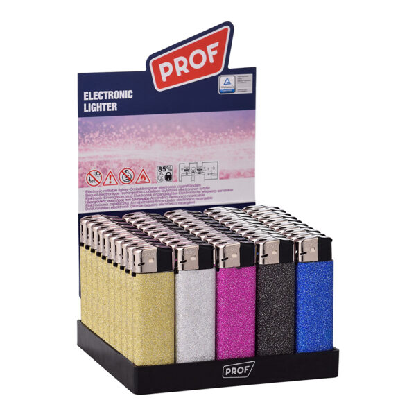 ENCENDEDOR MODELO GLITTER RECARGABLE COLORES SURTIDOS 8x2,5x1cm EURO/U - Imagen 2