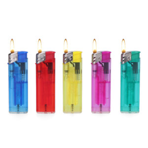 ENCENDEDOR COLORES SURTIDOS TRANSPARENTE  RECARGABLE E 8x2,5x1cm EURO/U