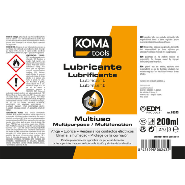 LUBRICANTE MULTIUSOS SPRAY 200ml  KOMA TOOLS - Imagen 4
