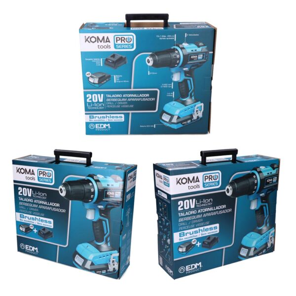 KIT MALETIN TALADRO ATORNILLADOR 20V BRUSHLESS KOMA TOOLS - Imagen 4