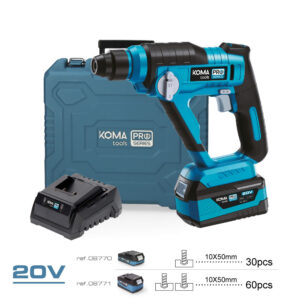 KIT MALETIN CON MARTILLO PERFORADOR 20V, BATERÍA Y CARGADOR  KOMA TOOLS