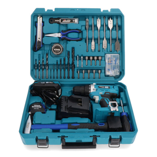 KIT MALETIN TALADRO ATORNILLADOR CON 70 ACCESORIOS 20V CON BATERÍA Y CARGADOR KOMA TOOLS - Imagen 2