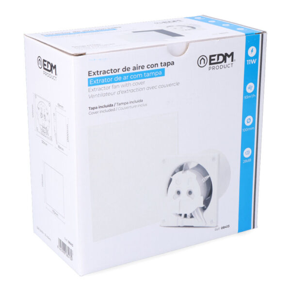 EXTRACTOR DE AIRE CON TAPA BLANCA, ( PERSONALIZABLE) 11W  Ø10cm EDM - Imagen 4