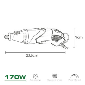 HERRAMIENTA MULTIUSOS ROTATIVA 170W + 41 TIPOS DE ACCESORIO (190 PIEZAS EN TOTAL) 23,5x7cm KOMA TOOLS