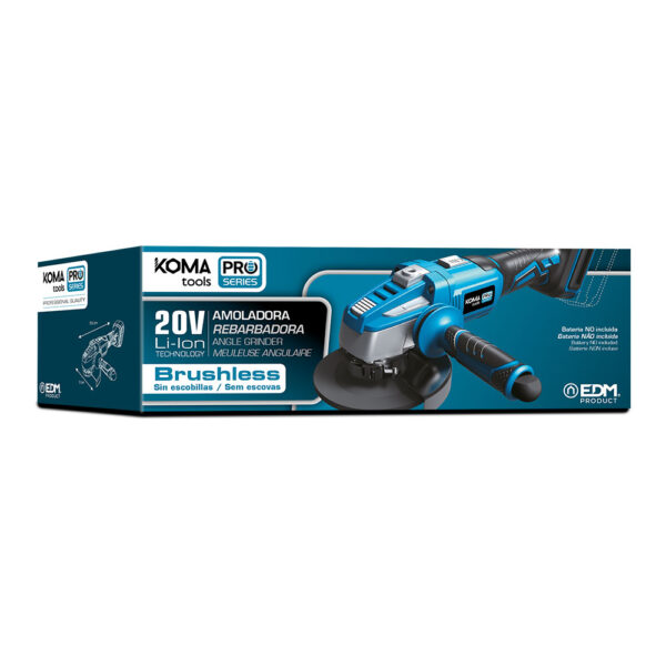 AMOLADORA 20V BRUSHLESS (SIN BATERÍA NI CARGADOR) Ø125mm 37,5x12cm KOMA TOOLS - Imagen 3
