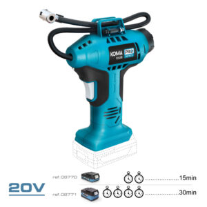COMPRESOR DE AIRE 20V (SIN BATERÍA NI CARGADOR) 7,5x22x25,5cm KOMA TOOLS