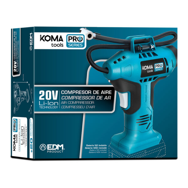 COMPRESOR DE AIRE 20V (SIN BATERÍA NI CARGADOR) 7,5x22x25,5cm KOMA TOOLS - Imagen 4