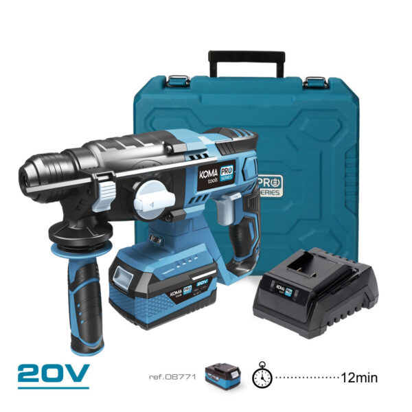 KIT MALETIN MARTILLO PERFORADOR 20V CON 1 BATERIA 4.0A. Y CARGADOR 08772 30x19.5cm KOMA TOOLS