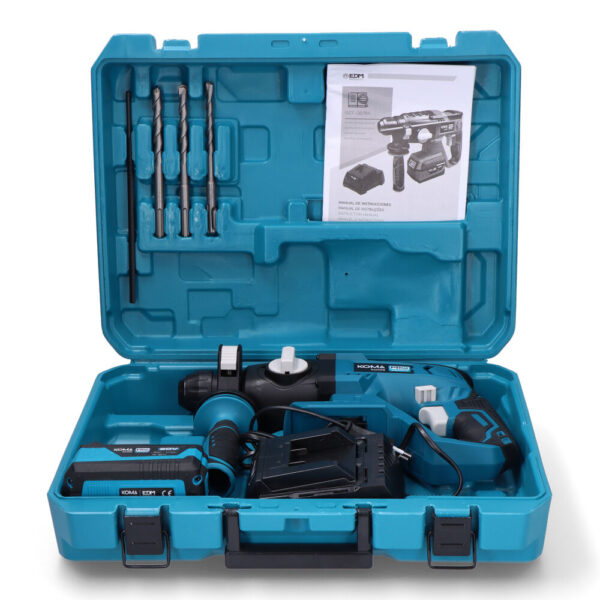 KIT MALETIN MARTILLO PERFORADOR 20V CON 1 BATERIA 4.0A. Y CARGADOR 08772 30x19.5cm KOMA TOOLS - Imagen 3