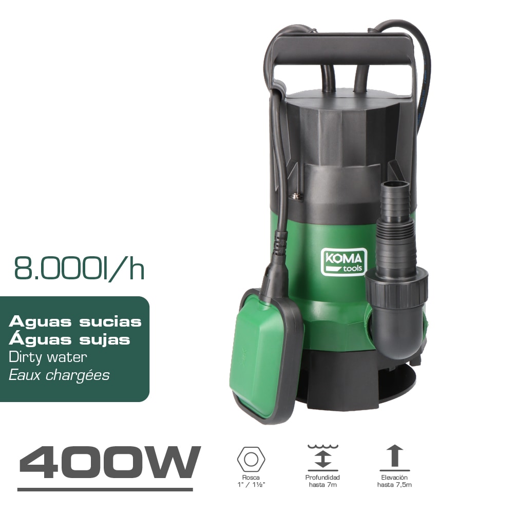 BOMBA SUMERGIBLE AGUAS SUCIAS 400W