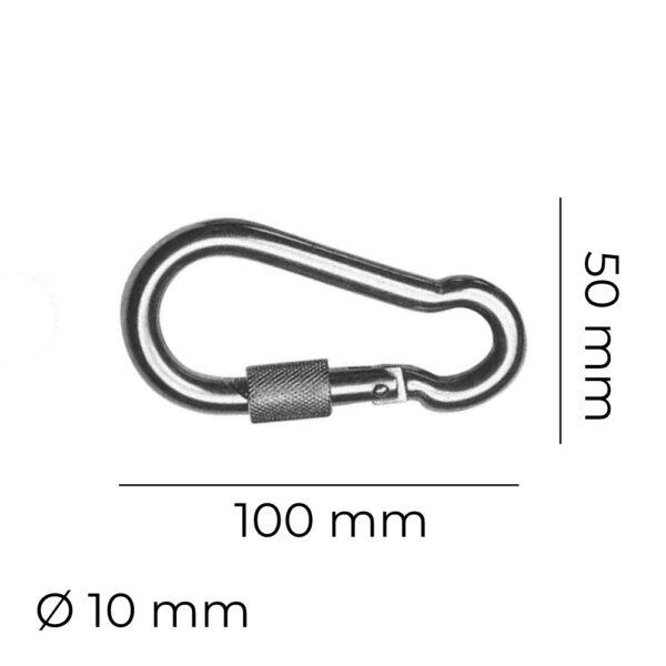 MOSQUETON BOMBERO ZINCADO CON SEGURO Ø10mm x 10cm EDM