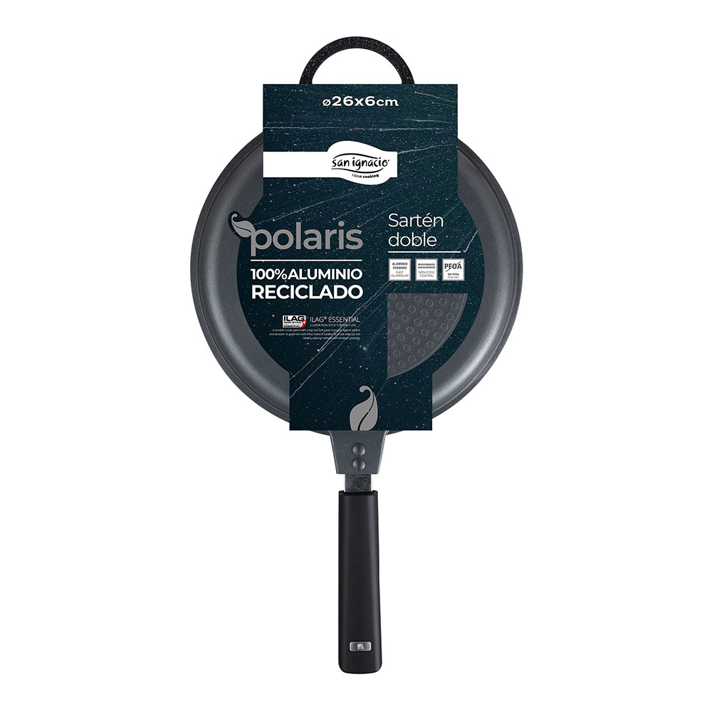 SARTÉN DOBLE REDONDA 26 x 6 cm ALU IND FORJADO POLARIS SG-6484 SAN IGNACIO - Imagen 4