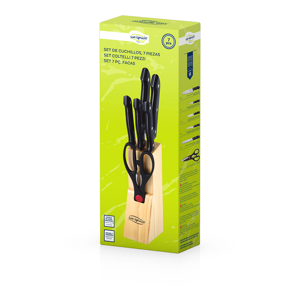 JUEGO DE 7 PIEZAS CUCHILLOS DE COCINA + TACOMA ACERO INOX DRESDE SG-4161 SAN IGNACIO - Imagen 4