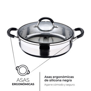 TARTERA Ø28x7,5cm 3,8L ACERO INOXIDABLE CON TAPA FOODIES BGMP-1503-BK MASTERPRO