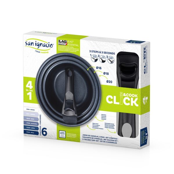 SET 3 SARTENES (Ø18+Ø20+Ø24cm) CLICK & COOK - Imagen 3