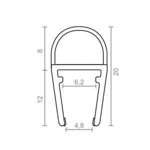 PERFIL DE BURBUJA PARA MAMPARA PF3 10,2x20mm TR 18525 MICEL